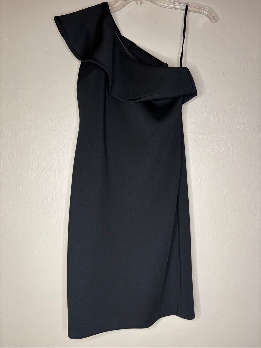 Calvin Klein Women's Black One Shoulder Asymmetrical Sheath Cocktail Dress Size